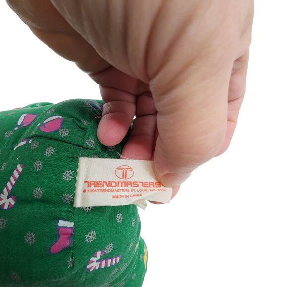 Christmas Trendmasters Brown Teddy Bear Plush Vintage 1995 Stuffed Animal Hat - Picture 3 of 4